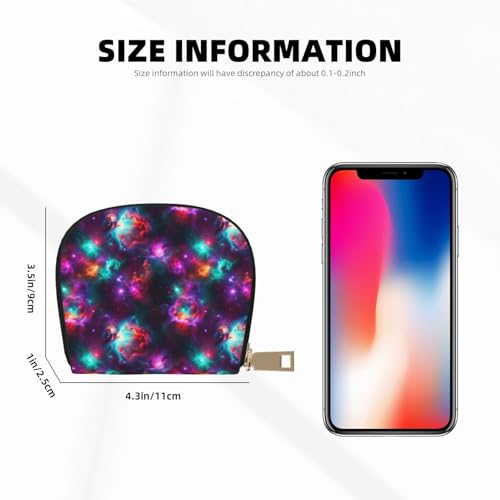 Clouds Galaxy Purple Blue Leather Credit Card Holder Zipper Wallet for Unisex3