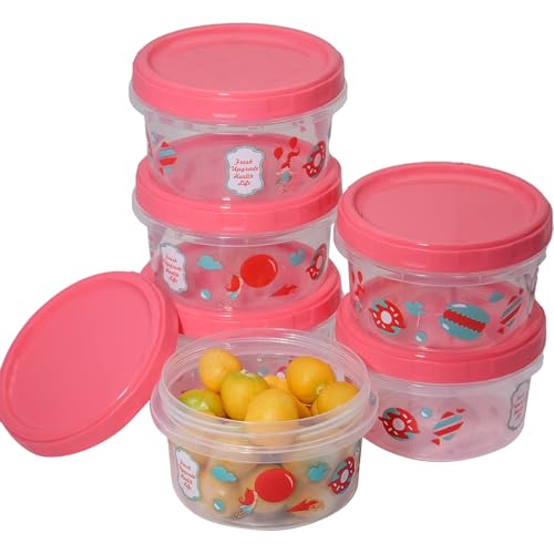Image of Caylielam 8oz Small Container with Lids, 6 Pack Stackable Food Storage Snack Containers, Reusable Plastic Lunch Bento Leakproof Sauce Condiment Meal Prep Box, Freezer & Dishwasher Safe, Red