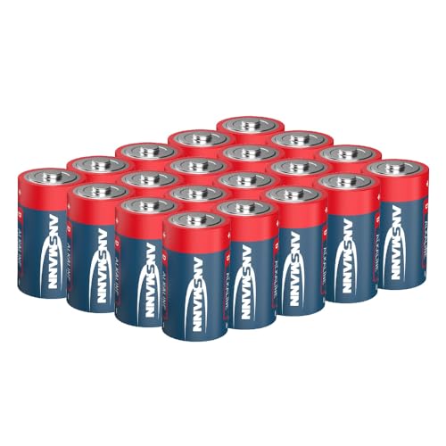 ANSMANN Piles alcalines Mono D 1,5V (lot de 20) – Piles LR20 étanches et à longue durée de vie – Piles puissantes pour jouets, lampes torches, radios, articles de modélisme, etc.