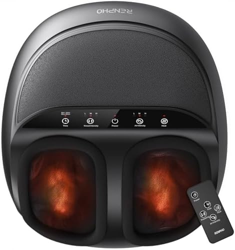 RENPHO Fußmassagegerät 2026 Neues, Fussmassagegerät elektrisch mit Wärme | Massagegerät für Füße, Fernbedienung, 3 Kompressionsstufen, 3 Knetstufen, 3 Wärmestufen, Geschenke für Fr