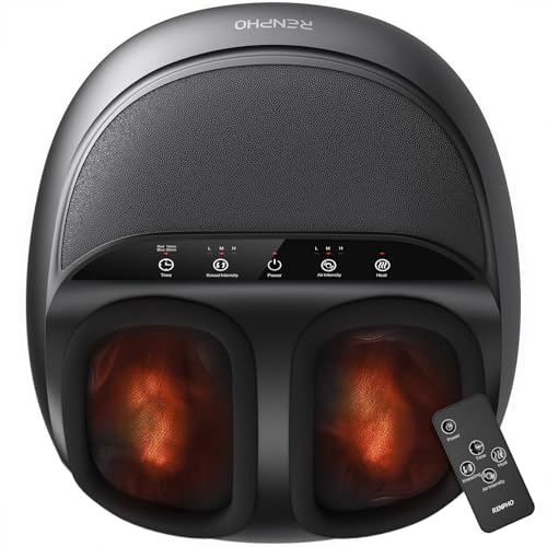 RENPHO Foot Massager Machine with Heat, Shiatsu Foot Massager for Plantar Fasciitis, Fathers Day Dad Gifts for Men, Cordless Control, FSA Eligible HSA Store Eligible, Up to Size 13