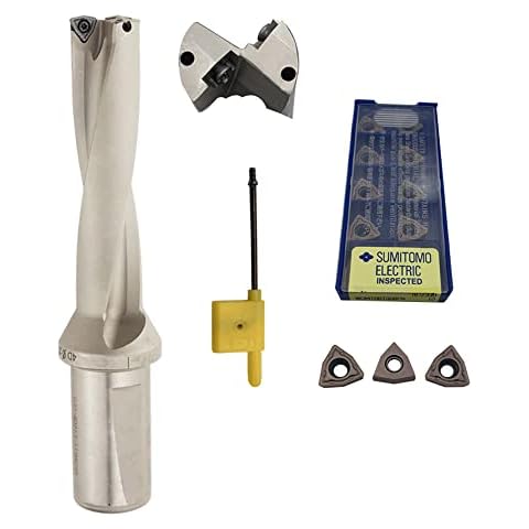 KinRite CNC Drill Tool Holder,U Drill Shank Bar CNC Tool Holder Fast Water Jet Drilling Hardware 1Pcs C25-4D24-99WC04 and 10pcs WCMX040208 Cover
