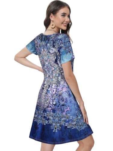 Image of Summer Dresses for Women Casual Tshirt Short Sleeve Floral Sundress Beach Cover Ups with Pockets 2026