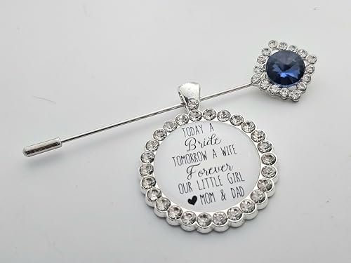 Memorial Bridal Bouquet Charm Something Blue Wedding Accessory Bridal Pin Bride Gift from Mom Wedding Jewelry Mother Daughter Gift Sapphire Flower Bouquet Pin2