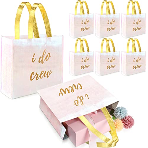 CHENGU 8 Stück Brautjungfern-Geschenktüten I Do Crew Junggesellinnenabschied-Taschen Brautjungfer-Geschenke für Hochzeitstag, Junggesellinnenabschied, Brautparty, Geschenktüte (weiß) Cover