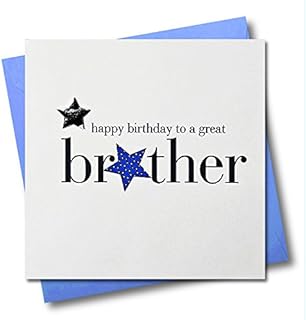 Claire Giles Hearts and Stars Happy Birthday Brother Card, Blue