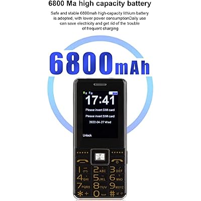 Zyyini G600 Multifunction 2G Unlocked Cell Phone, Dual Sim, Large Font, Large Volume, with Flashlight and SOS Alarm, 6800mAh