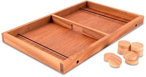 LOGOPLAY Sling Puck - für 2 Spieler - Spielfeld 35 x 22 cm - Geschicklichkeitsspiel im Holzkasten