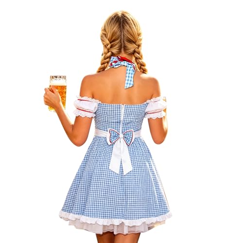 Costume de cosplay dirndl complet pour femme avec robe d'été et tablier ajustable