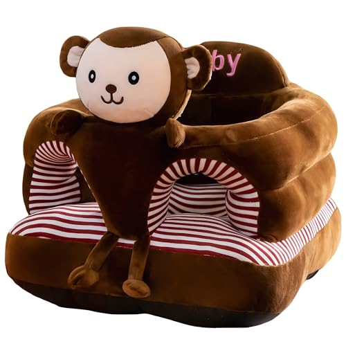 Image of PUXU Baby Support Seat, Cute Baby Sofa Chair for Sitting Up, Comfy Plush Infant Seats (Monkey,W17.5 x H17.5)