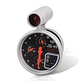 AJP Distributors Universal JDM Sport 5' Carbon Fiber Face 4-in-1 Tachometer 11K RPM Tach Gauge w/Oil/Water Temperature Pressure + External Red LED Shift Light Replacement Upgrade