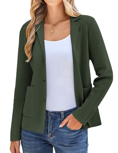 Women's Long Sleeve Button Front Knit Blazer...