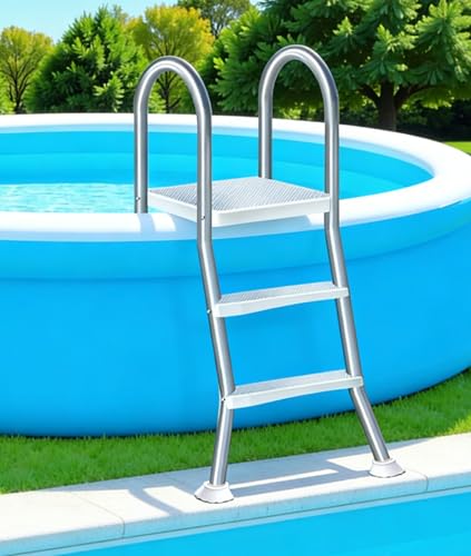 Escalera para piscina 4 peldaños acero inoxidable 34in miniatura 1