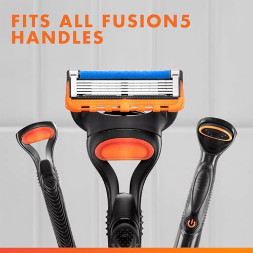 Gillette Fusion5 Razor Blades Men, Pack of 16 Razor Blade Refills with Precision Trimmer, 5 Anti-Friction Blades, Orange - Image 6
