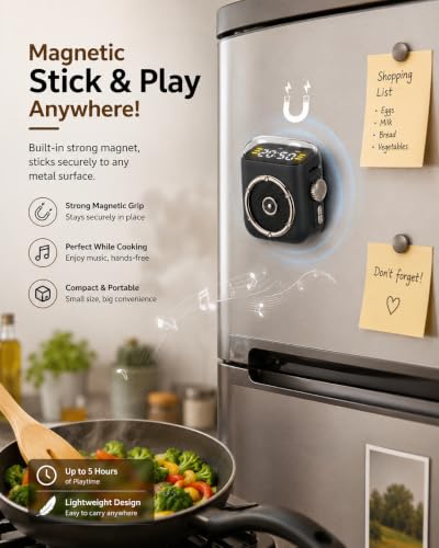 Image of CASON Mini Bluetooth Speaker with Mic,Magnetic Pocket Speakers with Back Clip, Small Wearable Bluetooth Speaker with Clear Sound for Travel, Home & Outdoor Use (Dark Grey)