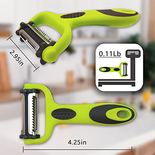 Levinchy Peeler 3-In-1 Rotatable Stainless Steel Blade, Work For Vegetable, Carrot And Fruit Peeler, Green #TOP4