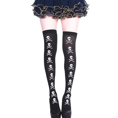 Meia 7/8 Longa Adulto Festa Fantasia Halloween Cosplay: Modelo Caveira Pirata
