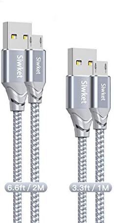 Siwket Micro USB Charging Cable, 2Pack 1M 2M Braided USB A to Micro Android Charger Cable Data Sync Cord for Samsung Galaxy J7,S7,S6,Kindle Fire,Fire HD Tablets,PS4 Controller,Sony,HTC,LG,Huawei