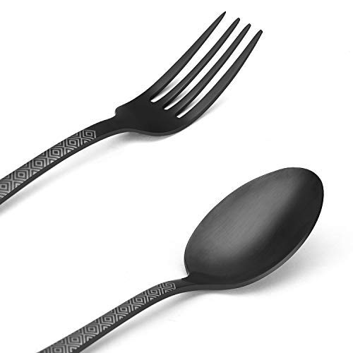 image for Matte Black Silverware Set,SHARECOOK Satin Finish 40-Piece Stainless S