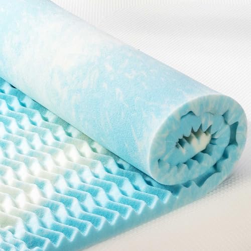 Image of Best Price Mattress 2 Inch 5-Zone Swirl Gel Aerobreeze Foam Mattress Topper, CertiPUR-US Certified, Dorm Essentials, Twin