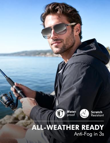 Image of Luenx Aviator Polarized Sunglasses for Men: Square UV400 Driving