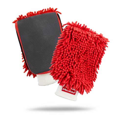 Maxshine Universal Red Chenille Professional Detailing Clay Mitt - Ideal Wash Mitts for Car, SUV, Trucks, Boats, RV Washing - High Efficiency Detailing Wash Mitt - Auto Detailing Accessories
