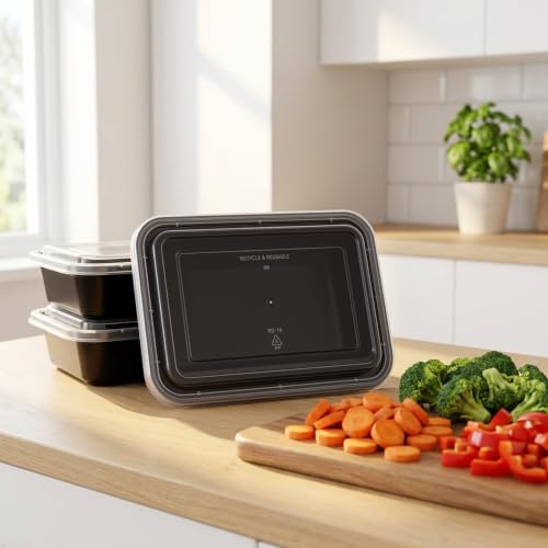 Image of canfinity Premium 750 ml Reusable Food Storage Container with | Lid Pack of 10 Rectangle Plastic Meal Prep & Packing Boxes | Fridge & Microwave Safe | Kitchen Storage Container