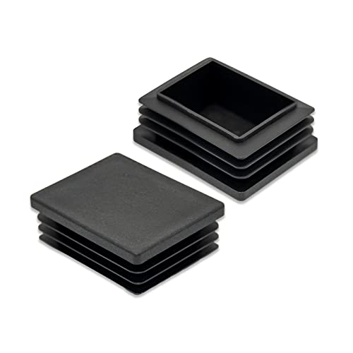 Image of Flyshop 8 Pack Black Chair Glide Inserts Plastic Plugs Rectangle Pipe Tubing End Caps 40 x 50 mm, 1-9 /16 inch x 2 inch