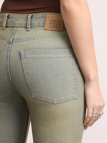 Image of Urbano Fashion Women's Mid Rise Bootcut Washed Jeans Stretchable