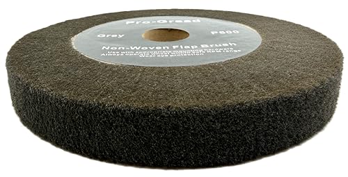Image of 8 inch x 1 inch Grey 600 Grit Non-Woven Bench Grinder Polishing Burnishing Satin Finishing Flap Brush Wheel for Aluminum Copper Metal Golf Club Refurbishing, Compatible for 1 /2 inch, 5 /8 inch, 3 /4 inch Arbor