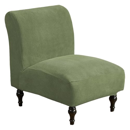 Daunkang Armless Accent Chair Cover Stretch Slipper Chairs Slipcover Removable Washable Armless Accent Slipper Chair Cover Protector for Living Dining Room Bedroom Hotel Set of 1 Olive Green