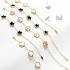 AICase 18K Gold Plated Clover Bracelet Dupes Gold/White/Black Bracelet Set for Women Flower Leaf Lucky Clover Bracelets Trendy Jewelry Birthday Gifts for Women/Mon/Friends #4