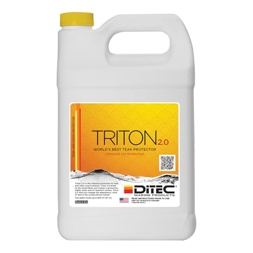 DITEC Triton 2.0 Marine Teak Wood Protector & Sealer - Advanced Teak Oil Alternative & Water Repellent - UV Protection for Yacht Decks & Outdoor Furniture - Non-Slip, Biodegradable Formula - Gallon