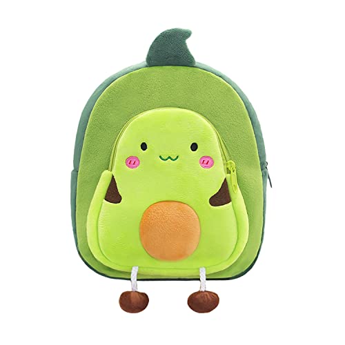 NICE CHOICE Mochila infantil fofa para bebês de 2 a 6 anos, Abacate verde, Medium, Mochila infantil fofa de pelúcia com desenho animado