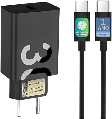 Kit Carregador Turbo 30W + Cabo Tipo C Compatível Iphone Samsung ...