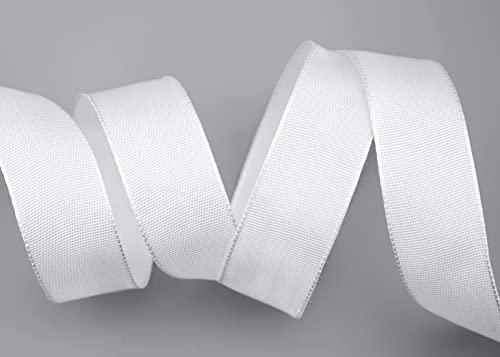 finemark 25 m x 25 mm Wired Edge Ribbon Leo White (601) Decorative Ribbon with Wired Edges Plain Gift Ribbon Fabric Ribbon Ribbon Visco Wire Made from Renewable Raw Materials Biodegradable - Image 4