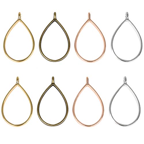 LANBEIDE Bezel Charms Pendants Frame Open Back Bezel Hollow Mold Pressed Flower for Jewelry Resin Earring Necklace Bracelet 20 PCS,Teardrop