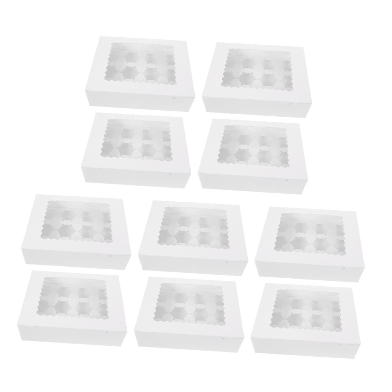 Cabilock 10pcs Box Cupcake Box Cupcake Carriers Pie Boxes Pastry Boxes Cookie Boxes with Window Egg Tart Boxes with Window