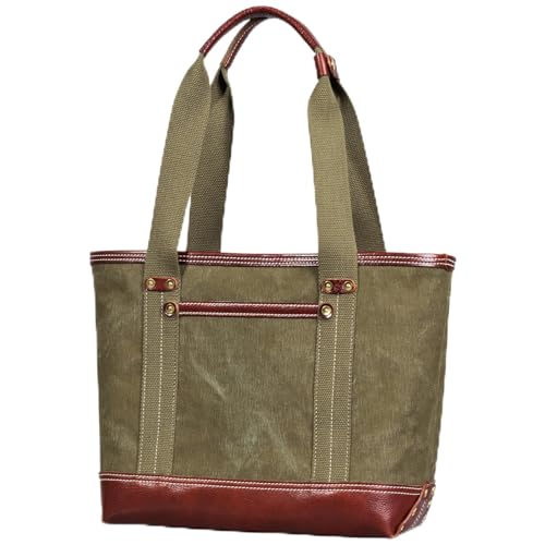 Tote Bag for Women, Canvas with Leather Handbag for Travel, Magnetic Closure,Inner Zipper Pocket