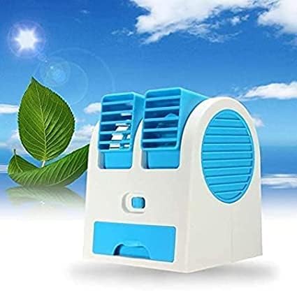 YUNIVAN Air Cooling Fan Blade USB Portable Mini AC Cooler Battery Operated Mini Water Less Duel Blower with Ice Tray Best for Home, Shop, Table, Kitchen & Outdoor