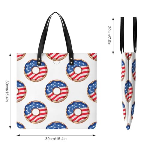 Sac à main shopper beignet drapeau américain grand format 39x39cm - 4