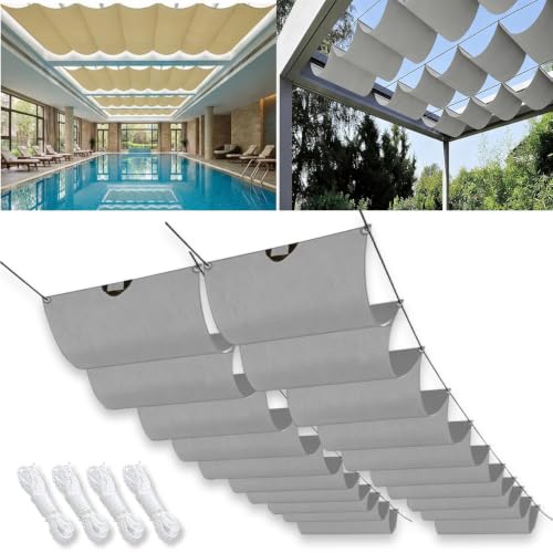 Voile d'ombrage rétractable gris clair pour pergola