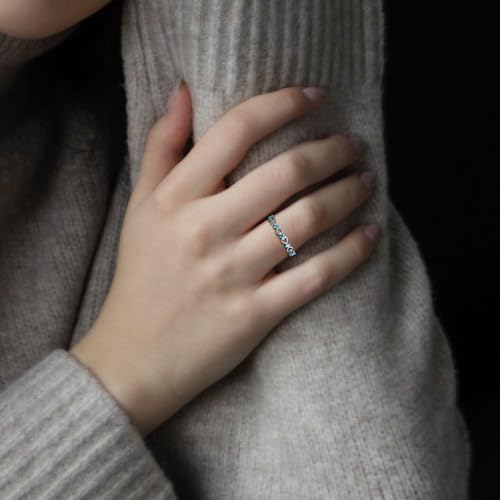 Love Heart Stackble Eternity Dainty Rings for Women, Sterling Silver 925 Stacked Engagement Birthstone Rings for Her Wedding Band Jewelry, Size 5-102