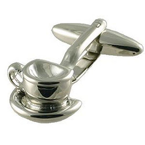 Gemelos de taza de café en plata esmaltada con bolsa de regalo exclusiva