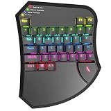 NIELONGHCY Portable Mini Mechanical Gaming Keyboard - One - Hand Control, with Wide Hand Rest (Black/Pink) - Compatible with PC, Laptop & Mobile - Ideal for PUBG and More