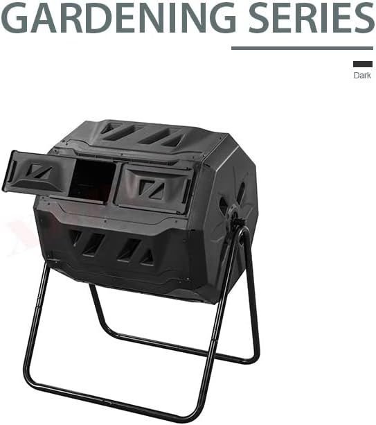 Rotatable 42 Gallon Compost Bin Black, Outdoor Garden Yard Supplies, Nutrient Rich Fertilizer, Easy Twist Design for Efficient Composting, Sturdy Construction