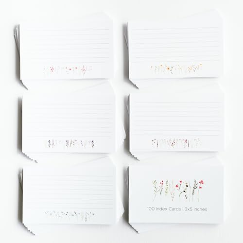 Tarjetas de índice de flores silvestres y notas flash florales en pack de 100 unidades 2