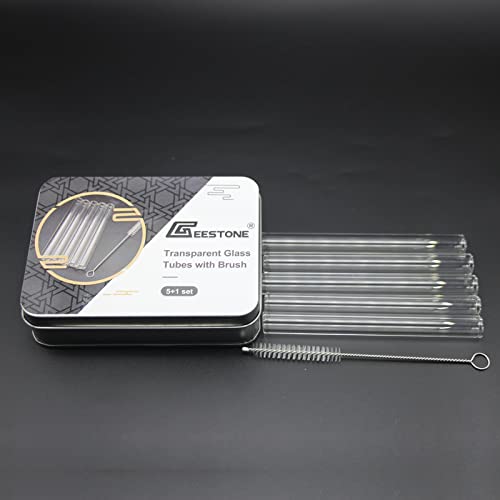 Geestone 5 Piece Glass Tubes With Cleaning Brush 4 Inch 12Mm Od 2Mm Thick Wall Tubing Borosilicate Blowing Tubes Clear Tubes #TOP5