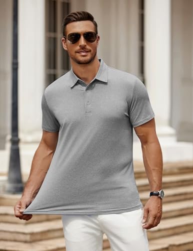 Image of COOFANDY Men's Polo Shirt Golf Quick Dry Performance Short Sleeve Moisture Wicking Athletic Polo Collared Tennis T-Shirt