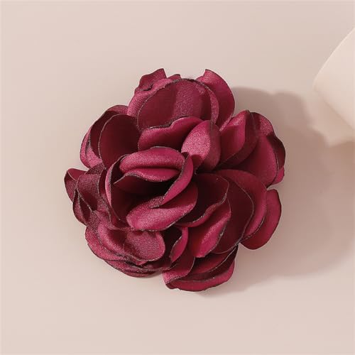 Image of Handmade Satin Fabric Rose Flower Extra Large Big Brooches Lapel Pins for Women Elegant Vintage Big Camellia Flower Brooch Pin for Women Girls Wedding Part Dance Dress Suit Clothes Accessories Jewelry Gifts